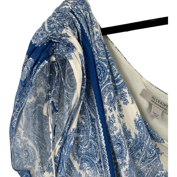 AllSaints Dress Cayla Rafeala Paisley print one shoulder minidress size 10 - Picture 5 of 10